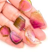 58.20 Cts. Watermelon Tourmaline 15-27mm Rose Cut Irregular Shape A+ Grade Gemstones Parcel - Total 6 Pcs.