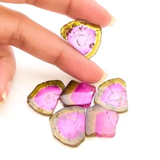 53.65 Cts. Watermelon Tourmaline 16-21mm Smooth Irregular Shape AA Grade Gemstones Parcel - Total 6 Pcs.