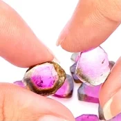 55.55 Cts. Watermelon Tourmaline 8.5-16.5mm Smooth Irregular Shape AA Grade Gemstones Parcel - Total 18 Pcs.