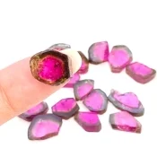 55.55 Cts. Watermelon Tourmaline 8.5-16.5mm Smooth Irregular Shape AA Grade Gemstones Parcel - Total 18 Pcs.