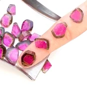 55.55 Cts. Watermelon Tourmaline 8.5-16.5mm Smooth Irregular Shape AA Grade Gemstones Parcel - Total 18 Pcs.