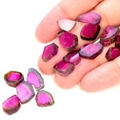 55.55 Cts. Watermelon Tourmaline 8.5-16.5mm Smooth Irregular Shape AA Grade Gemstones Parcel - Total 18 Pcs.