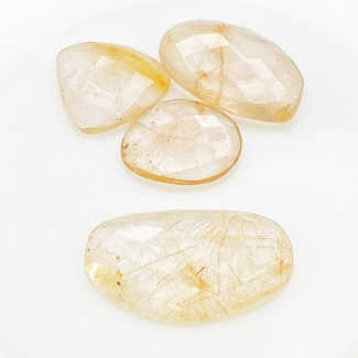 67.25 carat Golden Rutile 18x22-20x33mm Checkerboard Irregular Shape AA Grade Cabochons Parcel - Total 4 Pcs.
