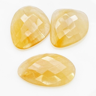 68.40 Carat Golden Rutile 20x30-23x32mm Checkerboard Irregular Shape A Grade Cabochons Parcel - Total 3 Pcs.