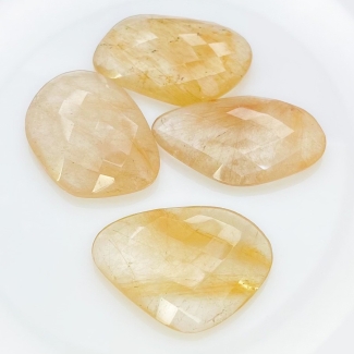 151.75 Carat Golden Rutile 23x30-26x32mm Checkerboard Irregular Shape AA Grade Cabochons Parcel - Total 4 Pcs.