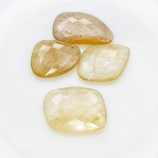 101.75 Carat Golden Rutile 22x26-22x34mm Checkerboard Irregular Shape AA Grade Cabochons Parcel - Total 4 Pcs.