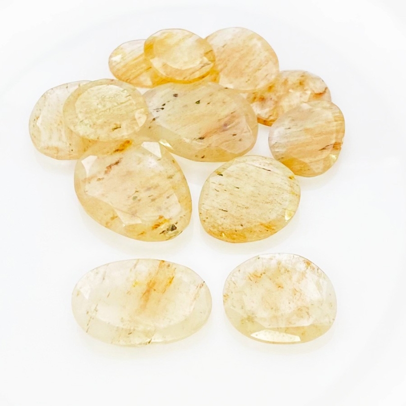 87.8 Carat Golden Rutile 12.5-24mm Rose Cut Irregular Shape AA Grade Gemstones Parcel - Total 12 Pcs.