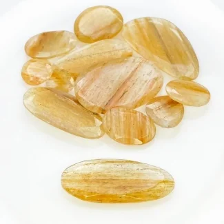 102.8 Carat Golden Rutile 9.5-34mm Rose Cut Irregular Shape AA Grade Gemstones Parcel - Total 12 Pcs.