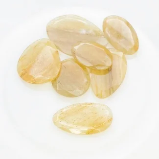 135.65 Carat Golden Rutile 26x17-40x28mm Rose Cut Irregular Shape AA Grade Gemstones Parcel - Total 7 Pcs.