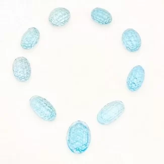 60.30 Cts. Sky Blue Topaz 12.5x9-17.5x13mm Carved Nugget Shape AA+ Grade Gemstone Beads Layout - Total 9 Pcs.