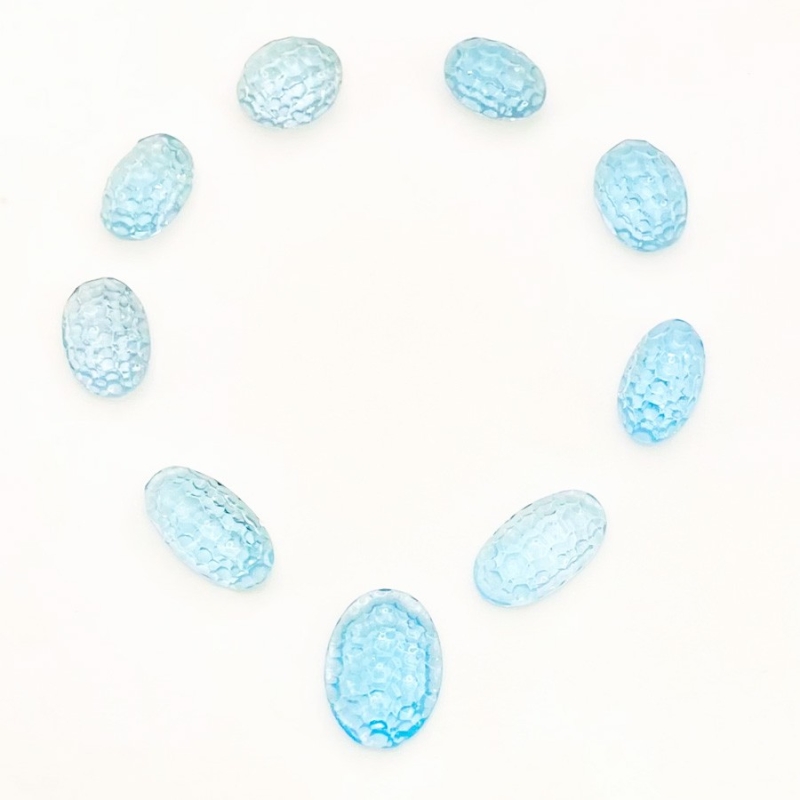 60.30 Cts. Sky Blue Topaz 12.5x9-17.5x13mm Carved Nugget Shape AA+ Grade Gemstone Beads Layout - Total 9 Pcs.