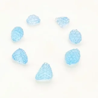 84.45 Cts. Sky Blue Topaz 13-18.5mm Carved Nugget Shape AA+ Grade Gemstone Beads Layout - Total 7 Pcs.