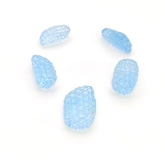 102.20 Cts. Sky Blue Topaz 19-24mm Carved Nugget Shape AA+ Grade Gemstone Beads Layout - Total 5 Pcs.