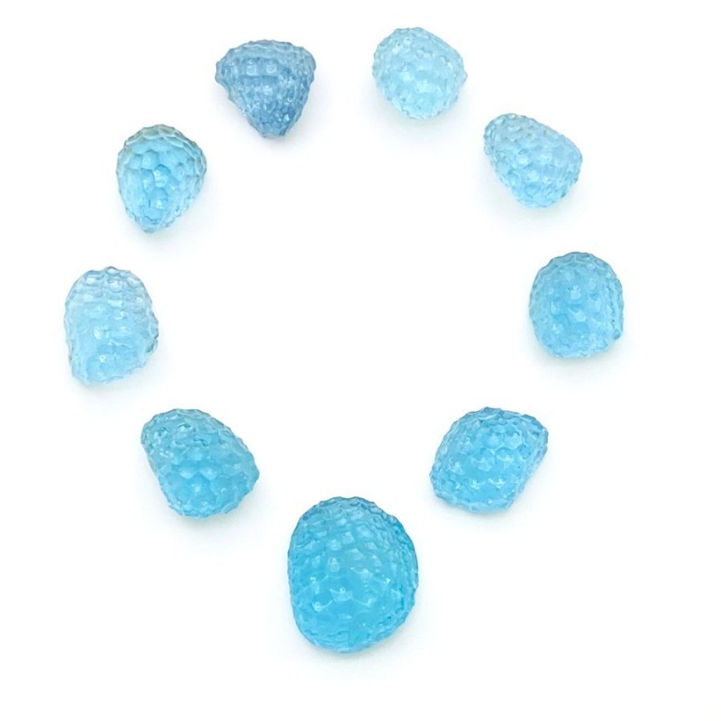 183.15 Cts. Sky Blue Topaz 13.5-22mm Carved Nugget Shape AA+ Grade Gemstone Beads Layout - Total 9 Pcs.