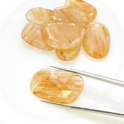 125.3 Carat Golden Rutile 24x15.5-30x18mm Rose Cut Irregular Shape AA Grade Gemstones Parcel - Total 8 Pcs.