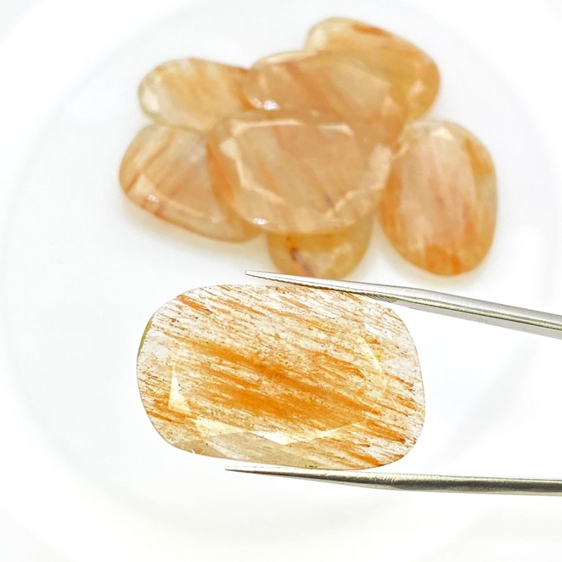 125.3 Carat Golden Rutile 24x15.5-30x18mm Rose Cut Irregular Shape AA Grade Gemstones Parcel - Total 8 Pcs.