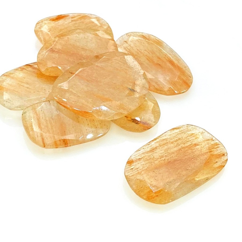 125.3 Carat Golden Rutile 24x15.5-30x18mm Rose Cut Irregular Shape AA Grade Gemstones Parcel - Total 8 Pcs.