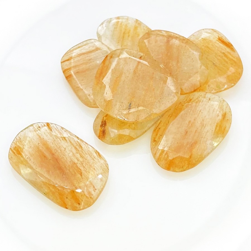 125.3 Carat Golden Rutile 24x15.5-30x18mm Rose Cut Irregular Shape AA Grade Gemstones Parcel - Total 8 Pcs.