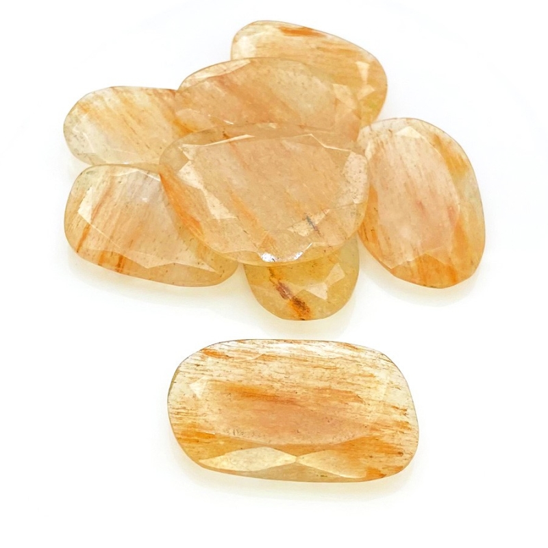 125.3 Carat Golden Rutile 24x15.5-30x18mm Rose Cut Irregular Shape AA Grade Gemstones Parcel - Total 8 Pcs.