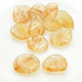 82 carat Golden Rutile 15x13-20x14mm Rose Cut Irregular Shape AA Grade Gemstones Parcel - Total 11 Pcs.