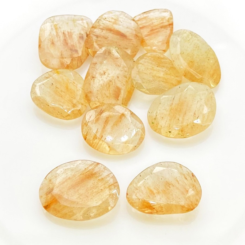 82 carat Golden Rutile 15x13-20x14mm Rose Cut Irregular Shape AA Grade Gemstones Parcel - Total 11 Pcs.