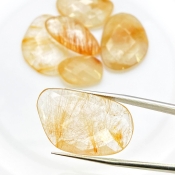 102.60 Carat Golden Rutile 13.5x18.50-20x30mm Checkerboard Irregular Shape AA Grade Cabochons Parcel - Total 6 Pcs.