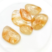 102.60 Carat Golden Rutile 13.5x18.50-20x30mm Checkerboard Irregular Shape AA Grade Cabochons Parcel - Total 6 Pcs.