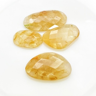 57.5 Carat Golden Rutile 15x20-15x30mm Checkerboard Irregular Shape A Grade Cabochons Parcel - Total 4 Pcs.