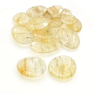 86.6 Carat Golden Rutile 12.5-24mm Rose Cut Irregular Shape AA Grade Gemstones Parcel - Total 14 Pcs.