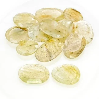 95.1 carat Golden Rutile 16-24mm Rose Cut Irregular Shape AA Grade Gemstones Parcel - Total 13 Pcs.