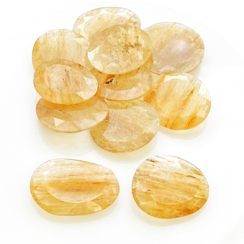 83.1 carat Golden Rutile 18-21mm Rose Cut Irregular Shape AA Grade Gemstones Parcel - Total 11 Pcs.