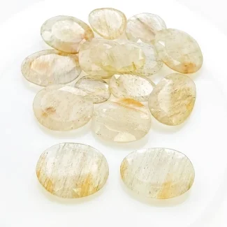 105.95 carat Golden Rutile 12.5-22mm Rose Cut Irregular Shape AA Grade Gemstones Parcel - Total 15 Pcs.