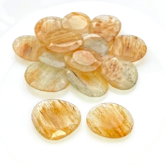 125.95 Carat Golden Rutile 17.5-22mm Rose Cut Irregular Shape AA Grade Gemstones Parcel - Total 14 Pcs.