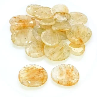 144.35 Carat Golden Rutile 13.5-24mm Rose Cut Irregular Shape AA Grade Gemstones Parcel - Total 20 Pcs.