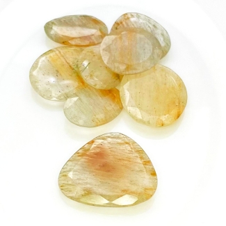 121.6 Carat Golden Rutile 22-29mm Rose Cut Irregular Shape AA Grade Gemstones Parcel - Total 8 Pcs.