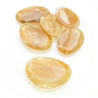 122.5 Carat Golden Rutile 24-33mm Rose Cut Irregular Shape AA Grade Gemstones Parcel - Total 7 Pcs.
