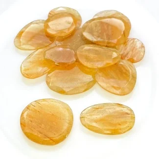 168.8 carat Golden Rutile 16-33mm Rose Cut Irregular Shape AA Grade Gemstones Parcel - Total 14 Pcs.