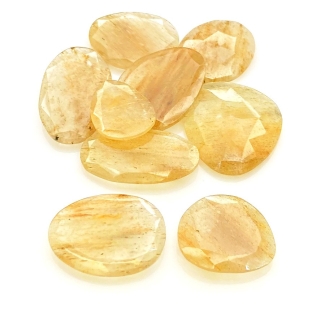 106.15 Carat Golden Rutile 18.5-28mm Rose Cut Irregular Shape AA Grade Gemstones Parcel - Total 9 Pcs.