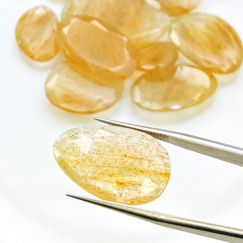 100.65 carat Golden Rutile 14-30mm Rose Cut Irregular Shape AA Grade Gemstones Parcel - Total 10 Pcs.