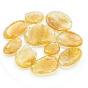 100.65 carat Golden Rutile 14-30mm Rose Cut Irregular Shape AA Grade Gemstones Parcel - Total 10 Pcs.