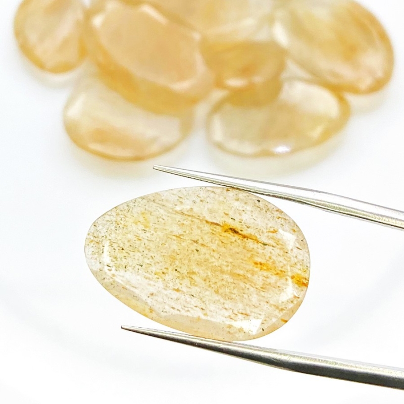 100.65 carat Golden Rutile 14-30mm Rose Cut Irregular Shape AA Grade Gemstones Parcel - Total 10 Pcs.