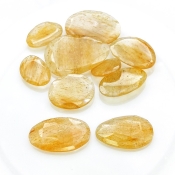 100.65 carat Golden Rutile 14-30mm Rose Cut Irregular Shape AA Grade Gemstones Parcel - Total 10 Pcs.