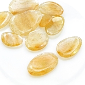 100.65 carat Golden Rutile 14-30mm Rose Cut Irregular Shape AA Grade Gemstones Parcel - Total 10 Pcs.