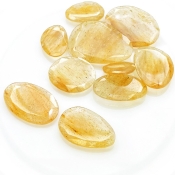 100.65 carat Golden Rutile 14-30mm Rose Cut Irregular Shape AA Grade Gemstones Parcel - Total 10 Pcs.