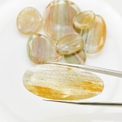 110.9 Carat Golden Rutile 17.5-40mm Rose Cut Irregular Shape AA Grade Gemstones Parcel - Total 8 Pcs.