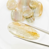 110.9 Carat Golden Rutile 17.5-40mm Rose Cut Irregular Shape AA Grade Gemstones Parcel - Total 8 Pcs.