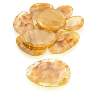 102 Carat Golden Rutile 18-29mm Rose Cut Irregular Shape AA Grade Gemstones Parcel - Total 10 Pcs.