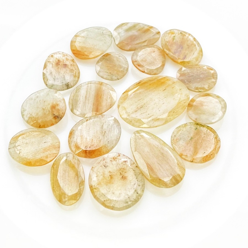 111.3 Carat Golden Rutile 14-27mm Rose Cut Irregular Shape AA Grade Gemstones Parcel - Total 17 Pcs.