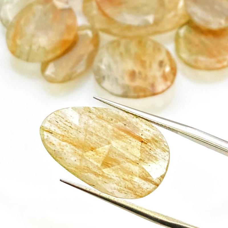 111.3 Carat Golden Rutile 14-27mm Rose Cut Irregular Shape AA Grade Gemstones Parcel - Total 17 Pcs.