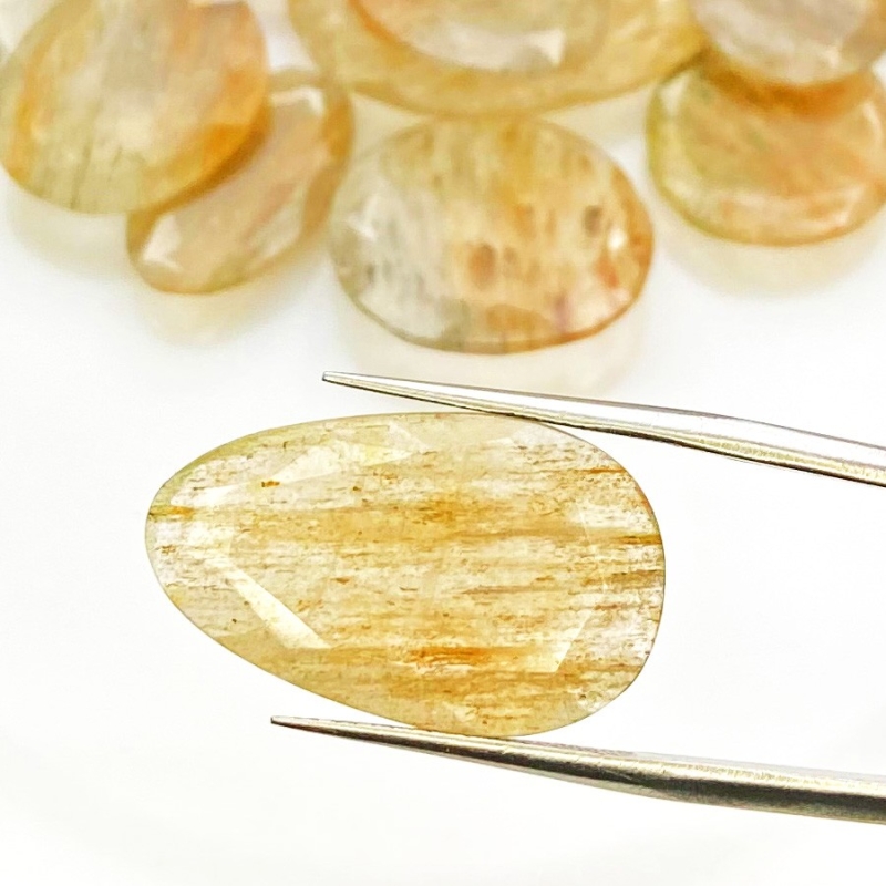 111.3 Carat Golden Rutile 14-27mm Rose Cut Irregular Shape AA Grade Gemstones Parcel - Total 17 Pcs.
